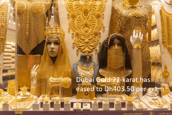 “Stacks of gold bars and coins with market price overlay”