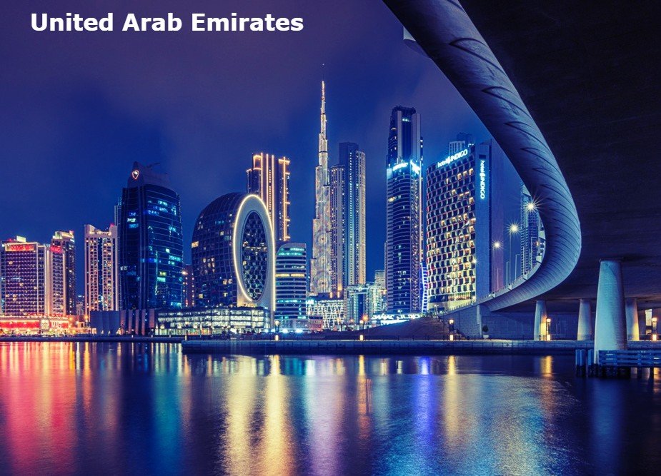 UAE skyline with digital data overlays and app icons